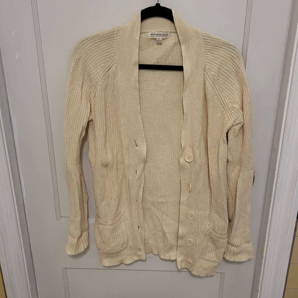 Poof Excellence Beige Button-Up Cardigan